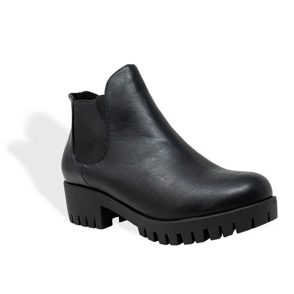 Chase + Chloe Shoes - Women's Chelsea Boots Elastic Chunky Block Heel Platform Lug Sole Ankle …